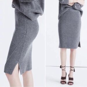 Madewell 100% Wool Ribbed Pencil Skirt